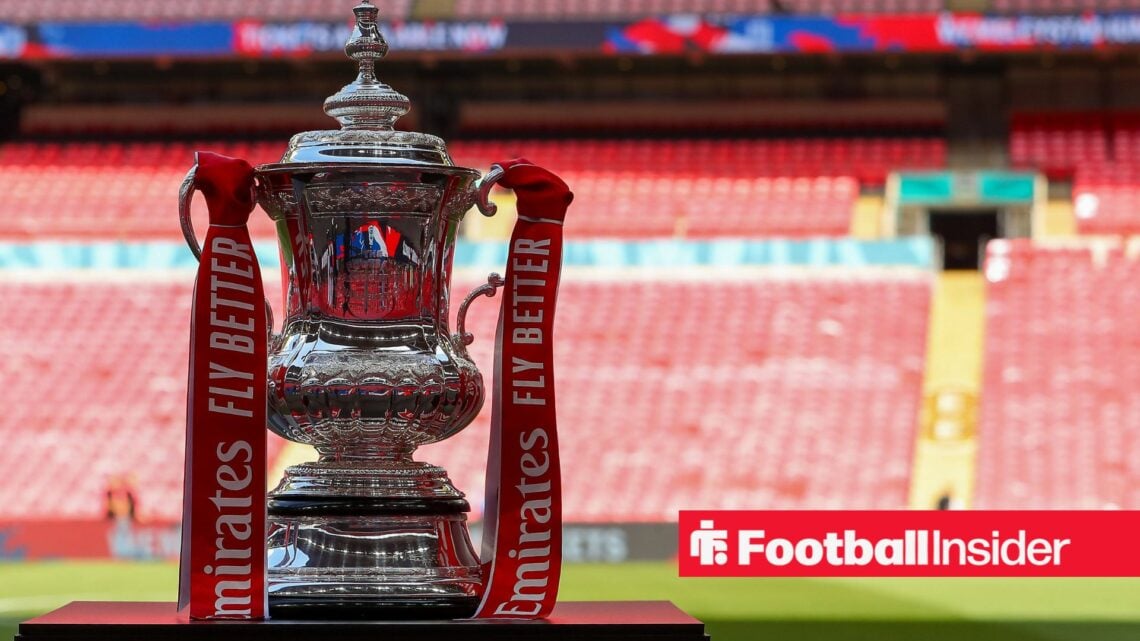 FA Cup trophy on stand