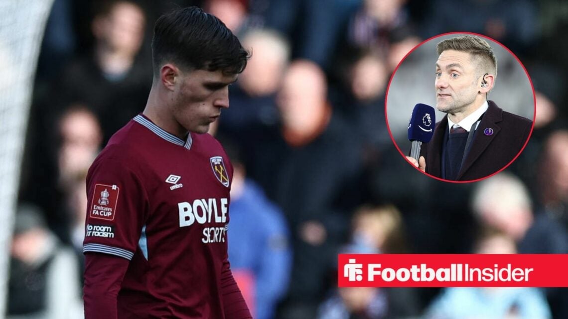 Freddie Potts walking off pitch with Rob Green in circle with microphone