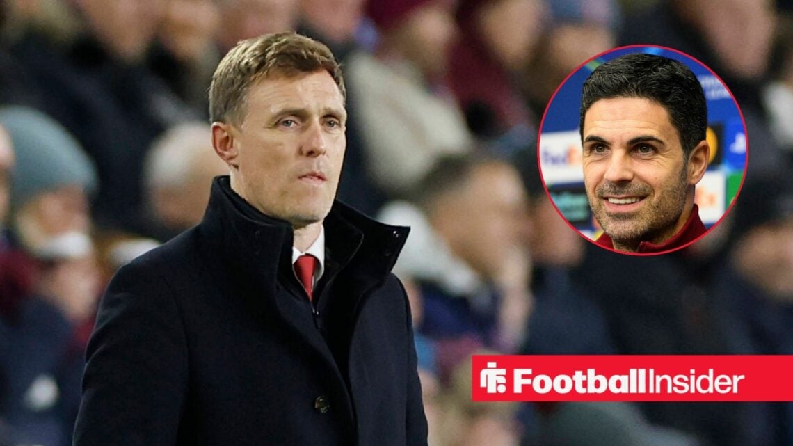 Man United manager Darren Fletcher with Arsenal manager Mikel Arteta