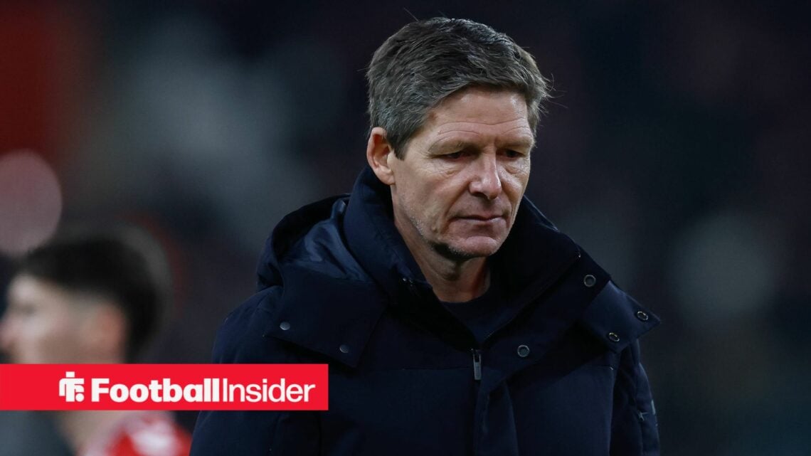 Crystal Palace manager Oliver Glasner looks down