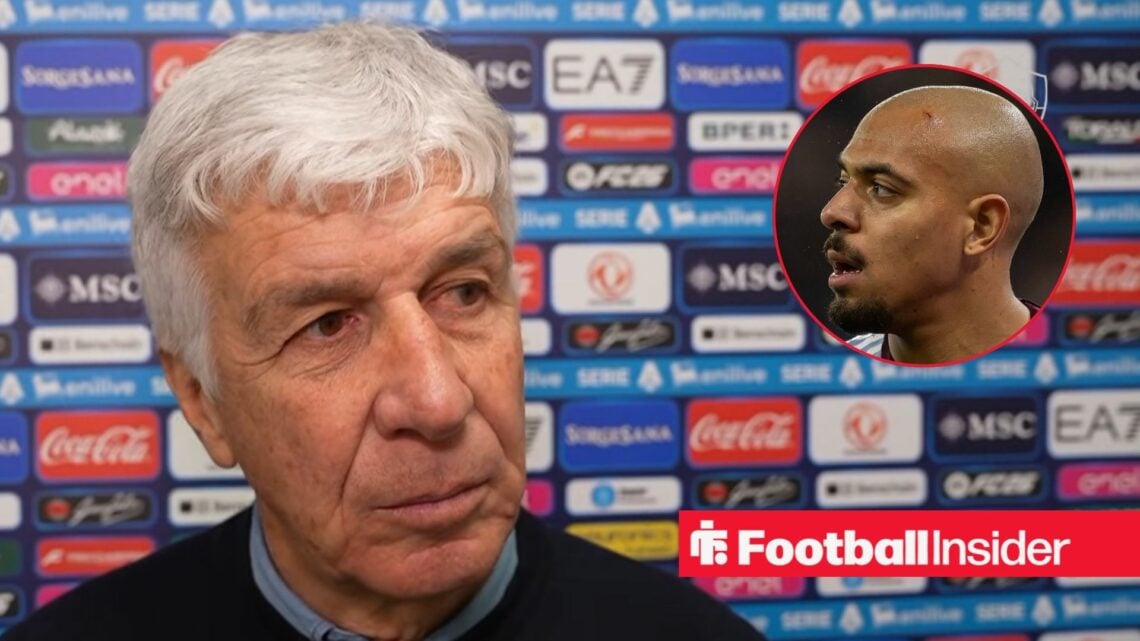 Roma manager Gian Piero Gasperini speaks after draw with Napoli, Donyell Malen inset
