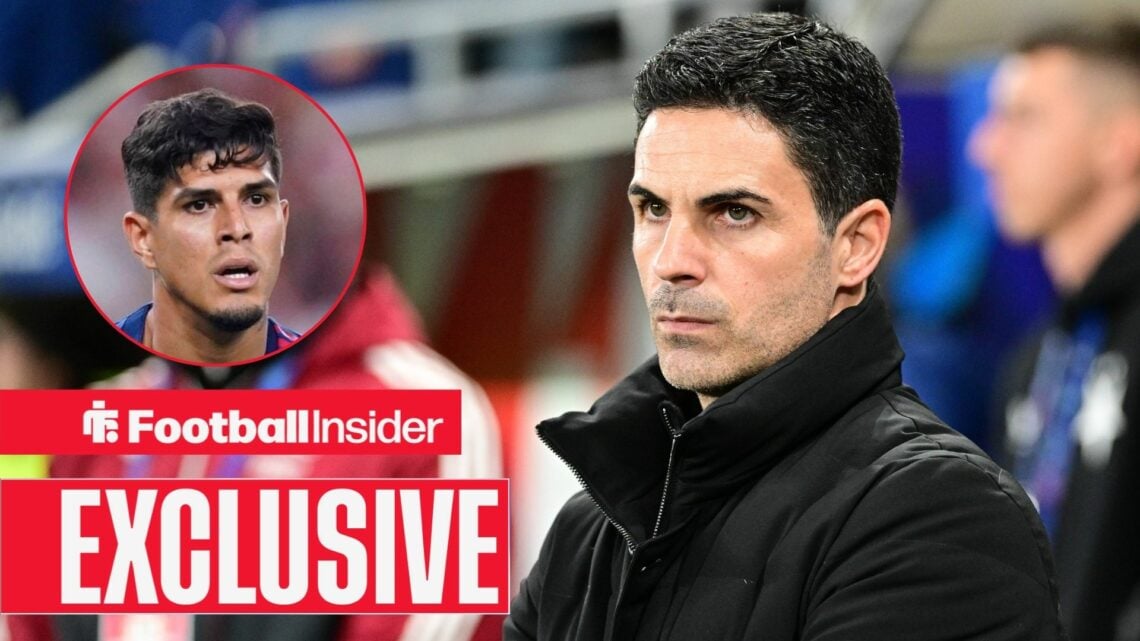 Arsenal manager Mikel Arteta with Piero Hincapie inset