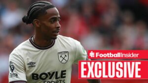 Crysencio Summerville in white West Ham kit