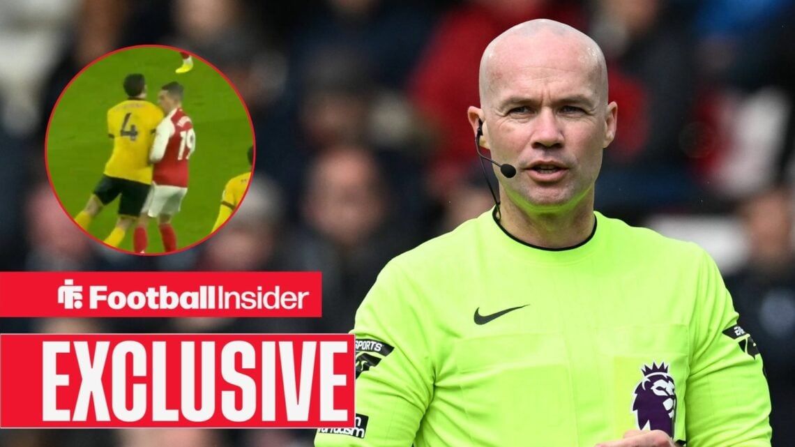 Premier League referee Paul Tierney with screenshot from Wolves vs Arsenal inset