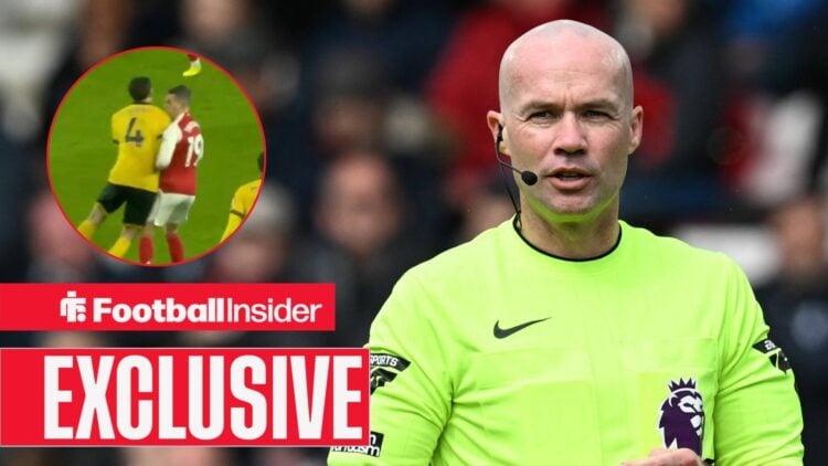 Premier League referee Paul Tierney with screenshot from Wolves vs Arsenal inset