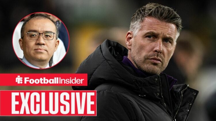 Wolves manager Rob Edwards with chairman Jeff Shi inset