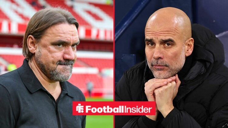 Leeds United manager Daniel Farke with Man City manager Pep Guardiola