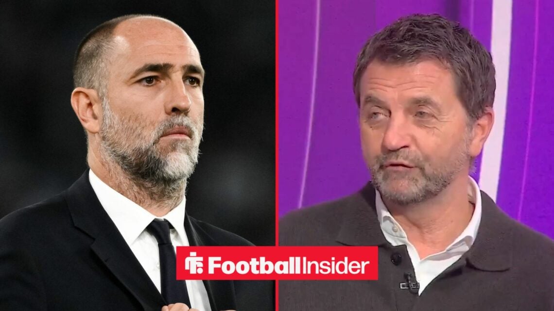 Tottenham interim manager Igor Tudor wears a suit with former manager Tim Sherwood speaking to Sky Sports News