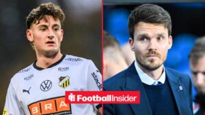 Silas Andersen looking at Danny Rohl on right