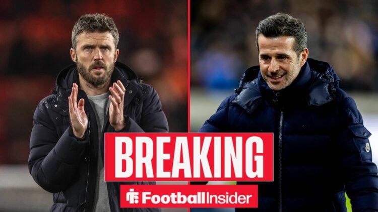 Michael Carrick on left with Marco Silva on right
