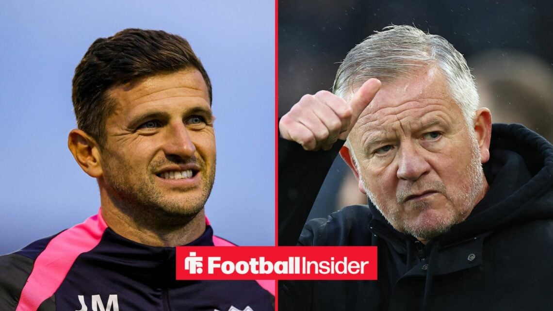 Portsmouth manager John Mousinho with Sheffield United manager Chris Wilder