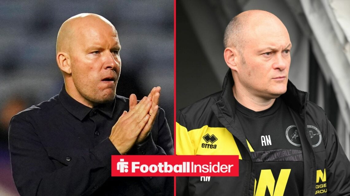 Sheffield Wednesday manager Henrik Pedersen claps with Millwall manager Alex Neil