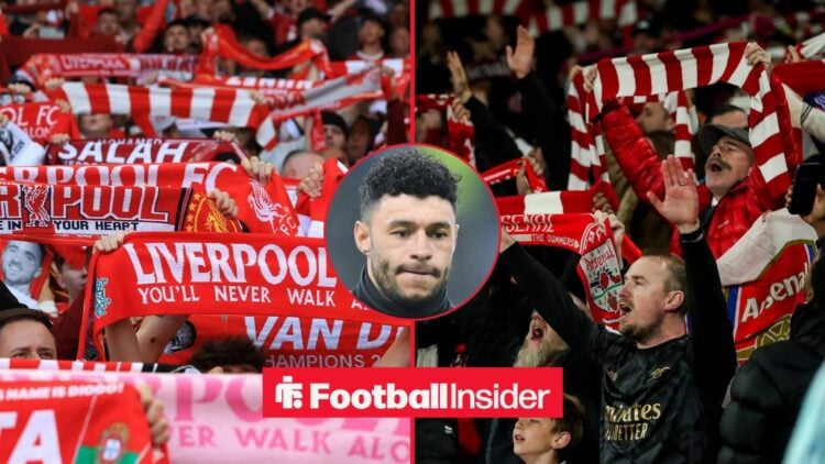 Arsenal and Liverpool fans with Celtic midfielder Alex Oxlade-Chamberlain inset