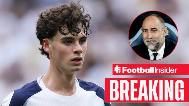 Archie Gray in action for Tottenham, with Igor Tudor in a circular inset