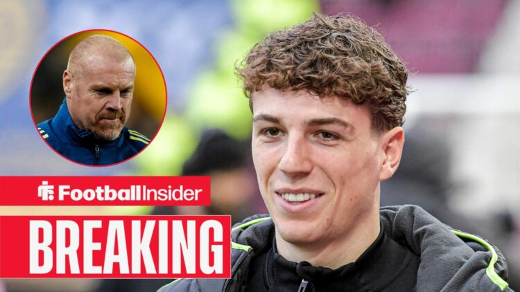 Arne Engels pre-match at Celtic, with Sean Dyche in a circular inset