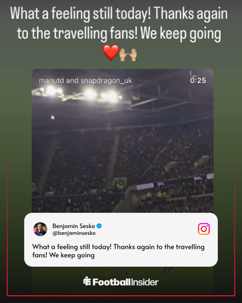 Benjamin Sesko's message to Man United fans after scoring vs Everton on 23 February, 2026