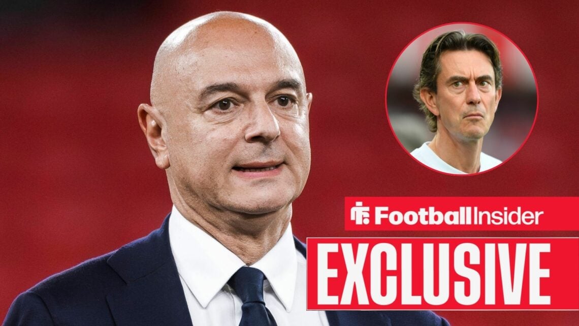 Daniel Levy looking concerned with Thomas Frank included in a circular inset