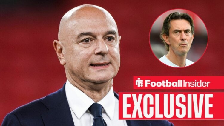 Daniel Levy looking concerned with Thomas Frank included in a circular inset