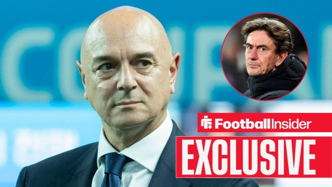 Daniel Levy looking concerned with Thomas Frank included in a circular inset