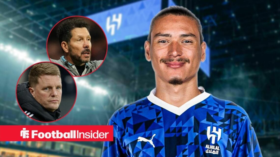 Darwin Nunez at Al-Hilal, with Eddie Howe and Diego Simeone in circular insets