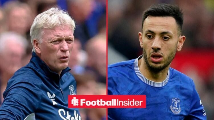 David Moyes on the sidelines with Dwight McNeil in action for Everton