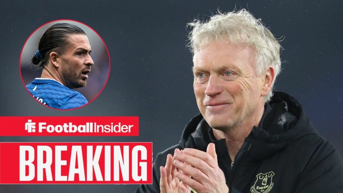 David Moyes smiling at Everton, with Jack Grealish in a circular inset