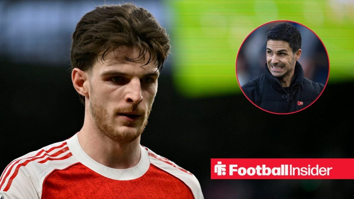 Declan Rice Arsenal during the Tottenham Hotspur V Arsenal Premier League match at the Tottenham Hotspur Stadium, London / Arsenal manager Mikel Ar...