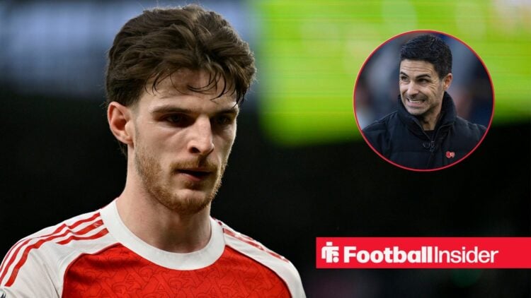 Declan Rice Arsenal during the Tottenham Hotspur V Arsenal Premier League match at the Tottenham Hotspur Stadium, London / Arsenal manager Mikel Ar...