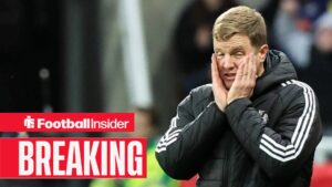 Eddie Howe manager of Newcastle United reacts during the Newcastle United vs Benfica UEFA Champions League match at St. James Park, Newcastle Upon Tyne