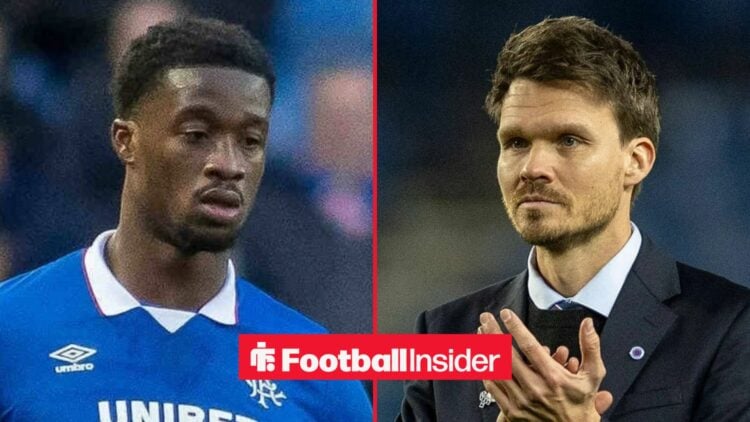 Emmanuel Fernandez in action for Rangers, with Danny Rohl in a circular inset