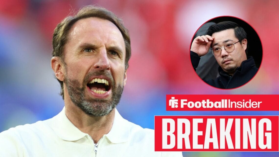 Gareth Southgate on the sidelines, with Aiyawatt Srivaddhanaprabha in a circular inset