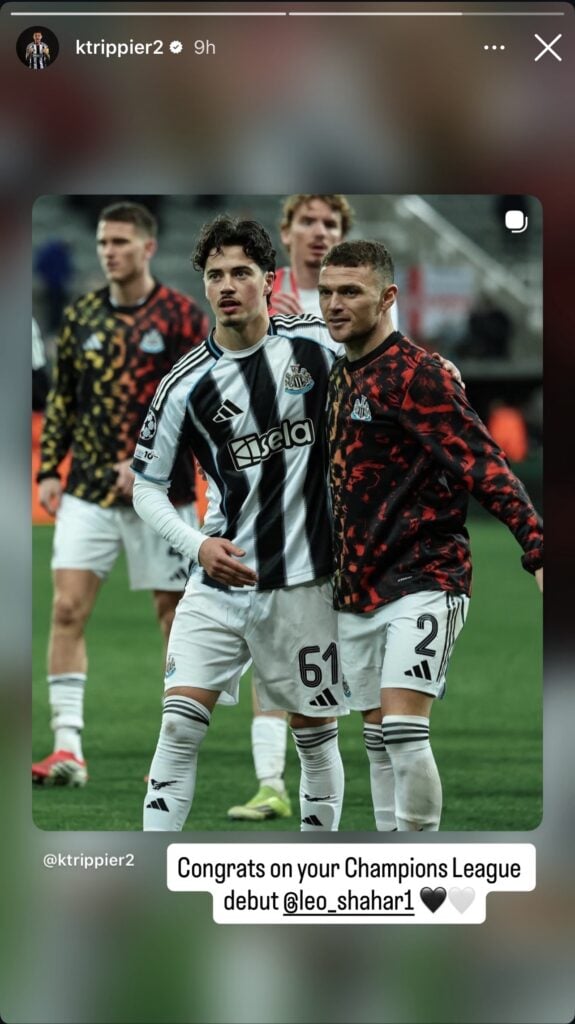 Kieran Trippier message to Leo Shahar