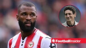 Igor Thiago in action for Brentford, with Keith Andrews in a circular inset