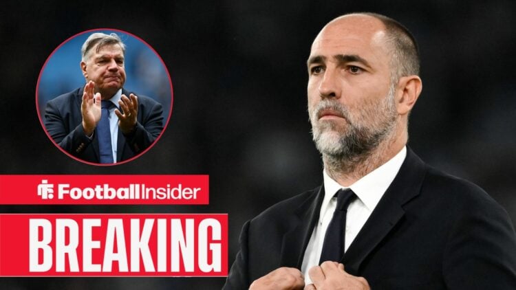 Igor Tudor managing in Lazio vs Juventus in October 2025 / Sam Allardyce applauding Leeds United fans at the Etihad Stadium in May 2023.