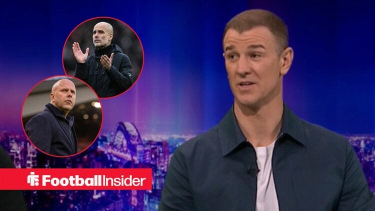 Joe Hart on MOTD2, Arne Slot and Pep Guardiola in circular insets
