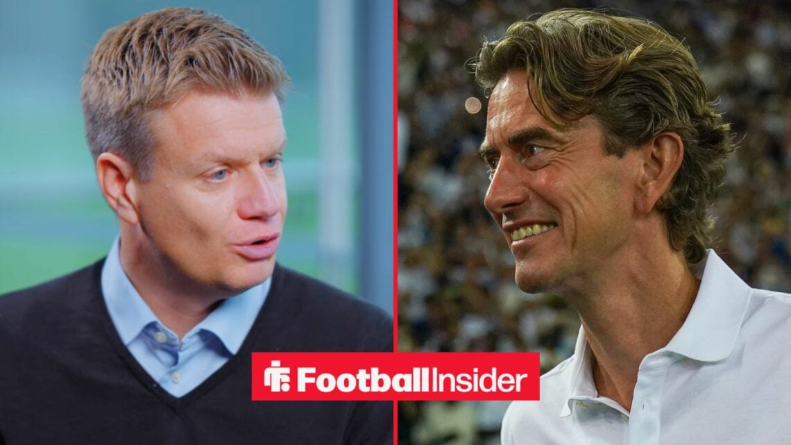 Johan Lange on Tottenham's YouTube channel alongside Thomas Frank smiling