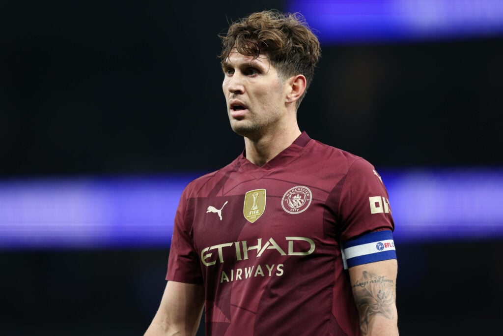 John Stones of Manchester City in action during the Carabao Cup match at the Tottenham Hotspur Stadium, London