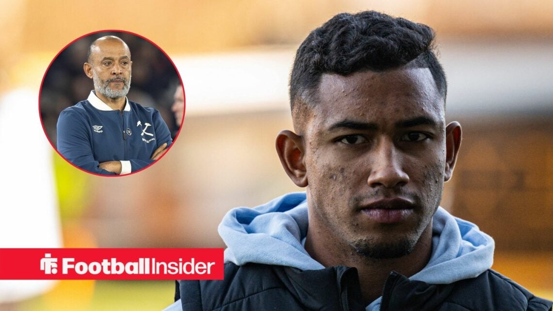 Keiber Lamadrid ahead of West Ham's FA Cup game vs Burton Albion on 14 February, 2026, Nuno Espirito Santo in a circular inset