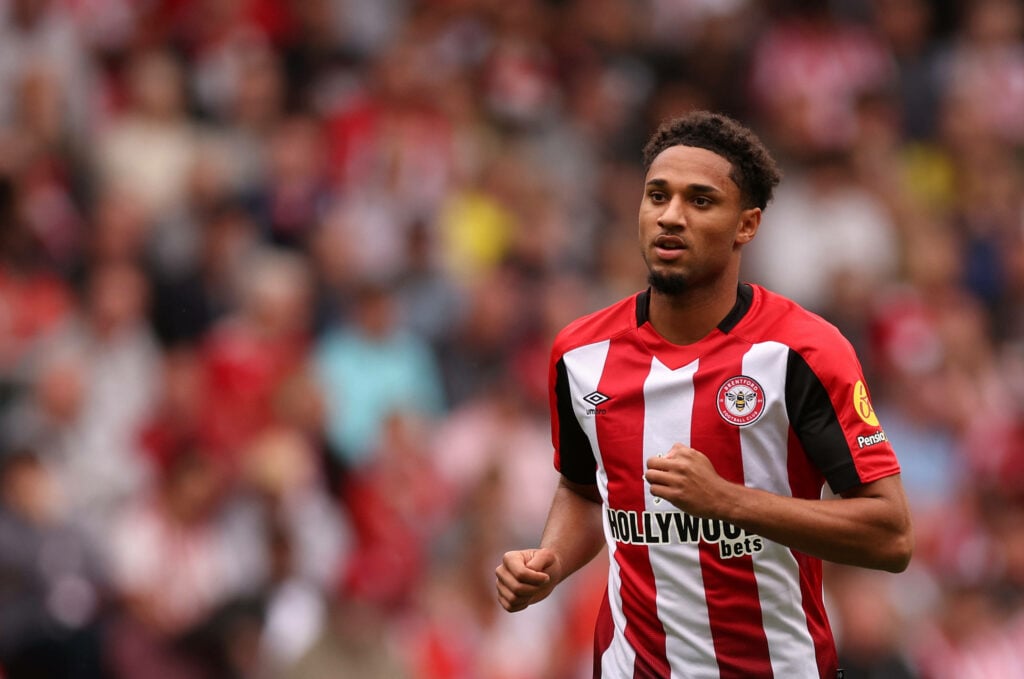 Brentford winger Kevin Schade in action during a game.