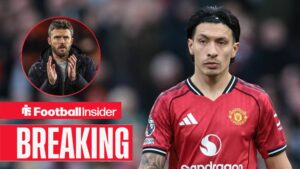 Lisandro Martinez of Manchester United during the Premier League match Manchester United vs Manchester City at Old Trafford, Manchester, United Kingdom, 17th January 2026 / Michael Carrick manager of Middlesbrough applauds the fans after the game during the Sky Bet Championship match Middlesbrough vs Leeds United at Riverside Stadium, Middlesbrough, United Kingdom, 8th April 2025