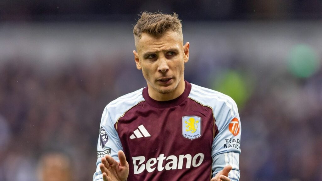 Lucas Digne in action for Aston Villa
