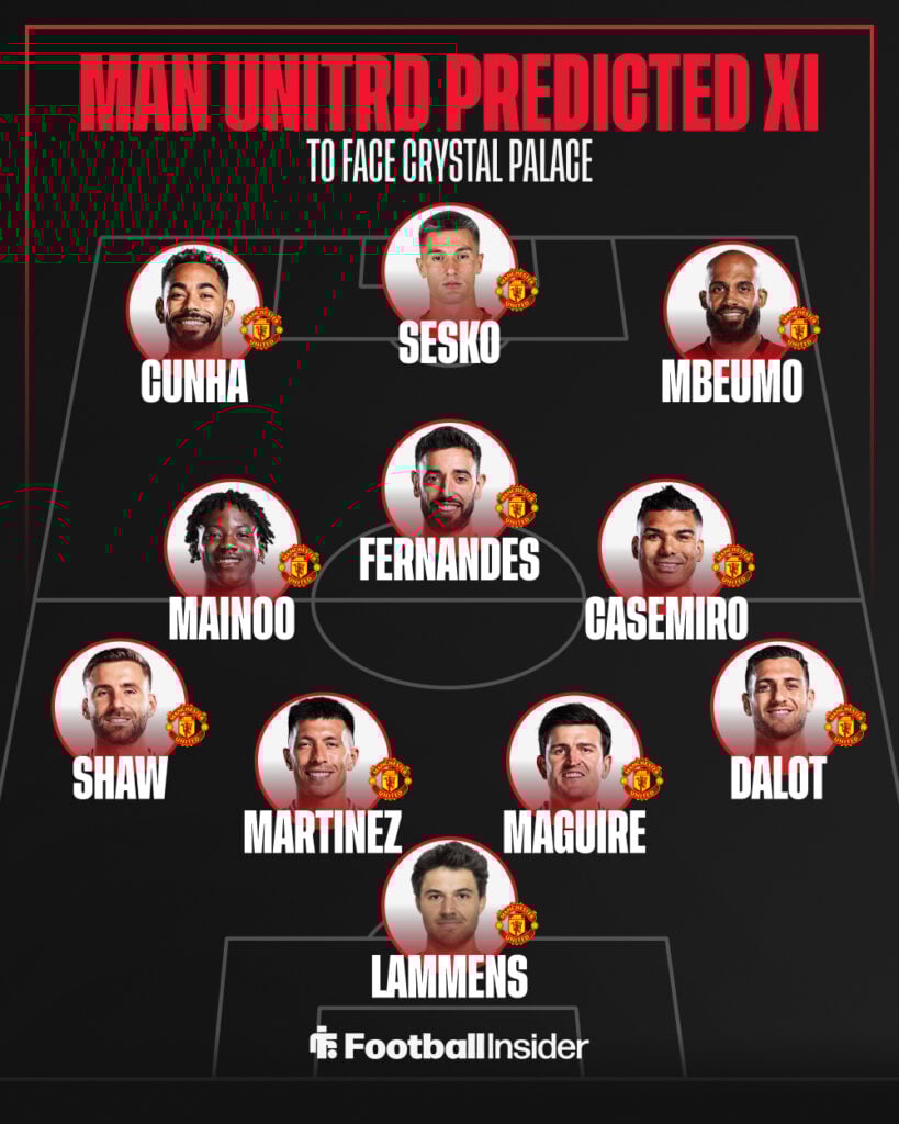 Man United predicted XI vs Crystal Palace graphic