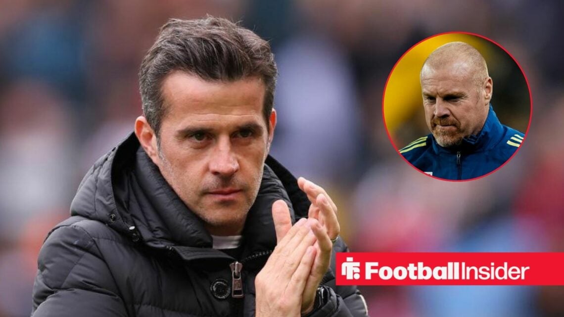Marco Silva on the sidelines at Fulham, with Sean Dyche in a circular inset
