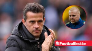 Marco Silva on the sidelines at Fulham, with Sean Dyche in a circular inset