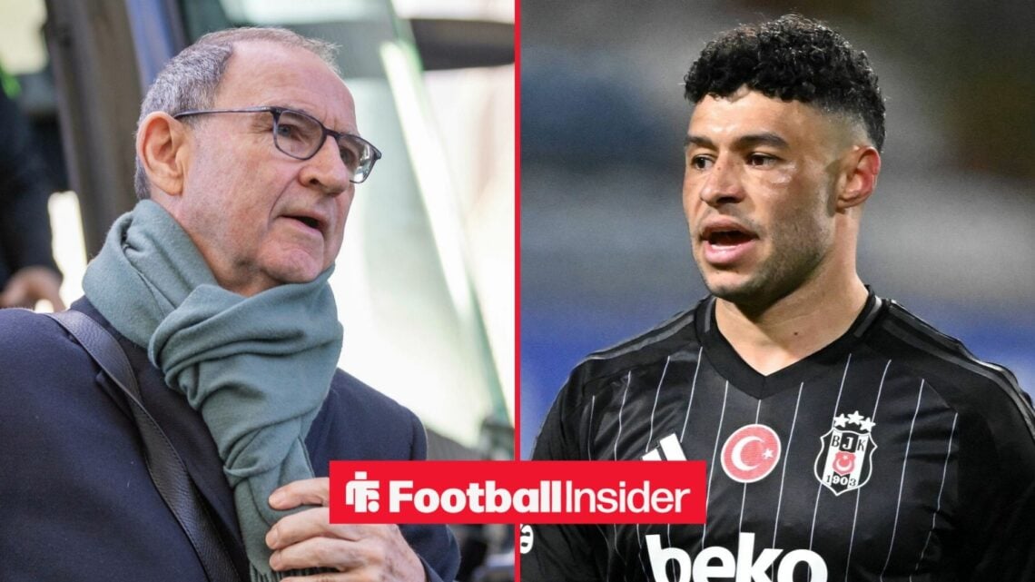 Celtic manager Martin O'Neill stares across a split image towards Alex Oxlade-Chamberlain.