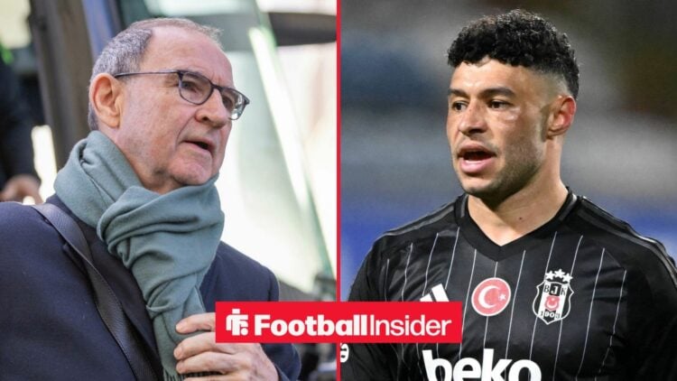Celtic manager Martin O'Neill stares across a split image towards Alex Oxlade-Chamberlain.