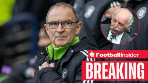 Martin O'Neill with Dermot Desmond included in a circular inset