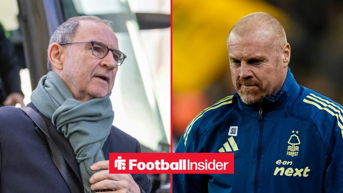 Celtic manager Martin O'Neill and Nottingham Forest boss Sean Dyche feature on either side of a circular inset.
