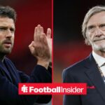 Michael Carrick on the sidelines for Man United with Jim Ratcliffe on the sidelines