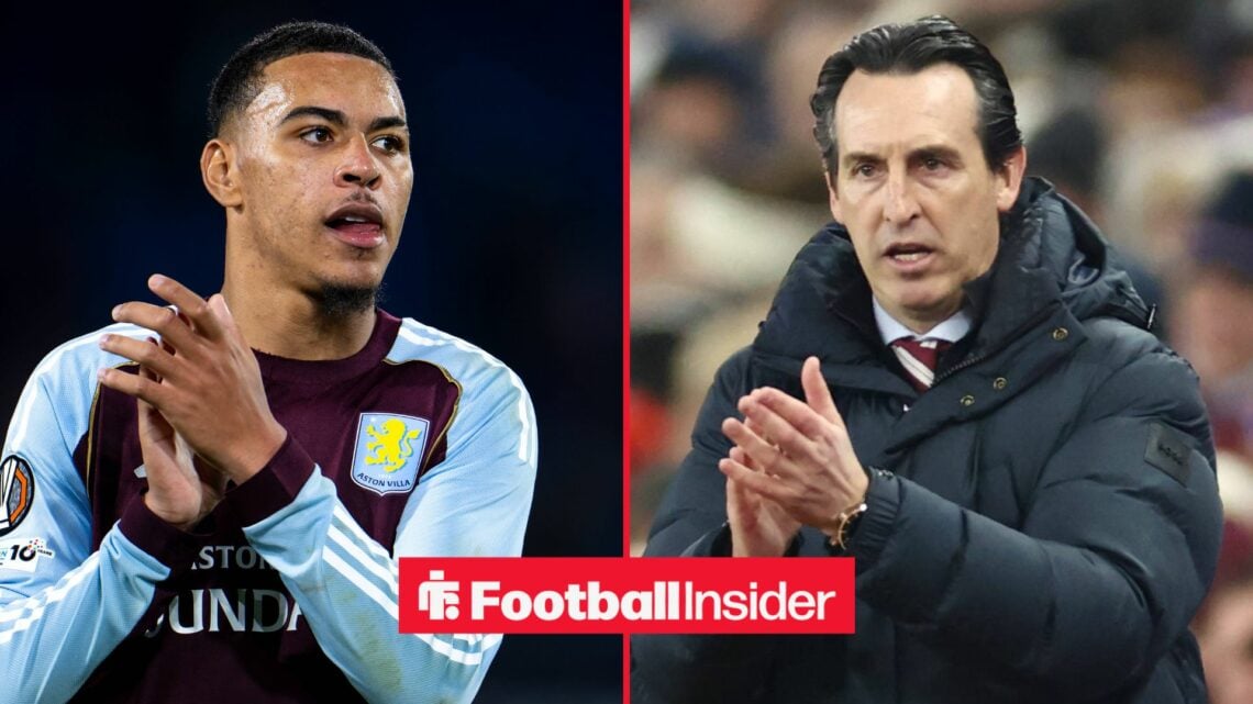 Morgan Rogers clapping alongside Unai Emery looking concerned